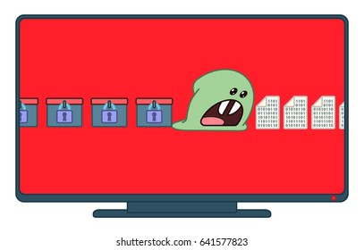 Ransomware virus encrypting the data on victims computer