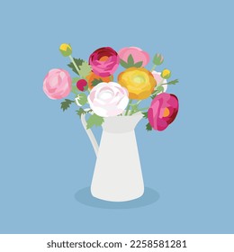 ranunculus in a vase vector clip art