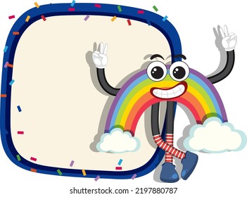 Raonbow cartoon frame for text template illustration