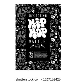 Rap battle, concert hip-hop music. Vector template design, flyer, poster, brochure, cover book, page