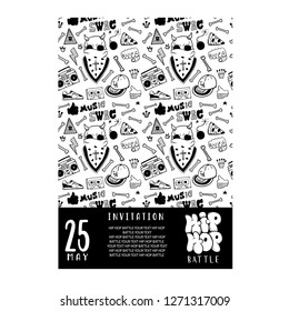 Rap battle, concert hip-hop music. Vector template design, flyer, poster, brochure, cover book, page
