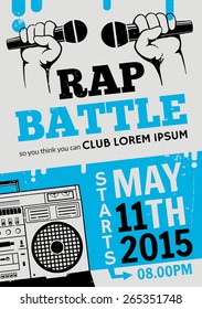 Rap Battle, Concert Hip-hop Music. Vector Template Design, Flyer, Poster, Brochure, Cover Book, Page 