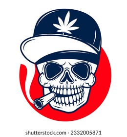 Rap battle sign with skull and two microphones. Retro style illustration. Hip-hop party.