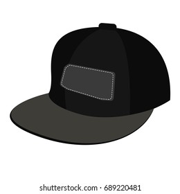 Rap cap icon, Black Baseball cap on white background