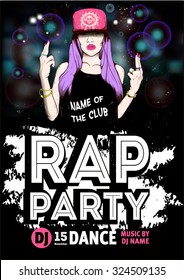 Rap dance party, design with place for text.