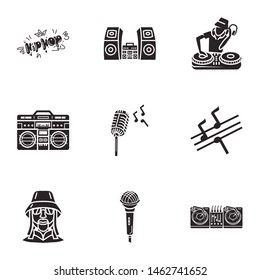 Rap equipment icon set. Simple set of 9 rap equipment vector icons for web design isolated on white background