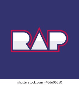 Rap. Flat vector icon, logo, logotype, design illustration on dark background. Can be used for music concept.