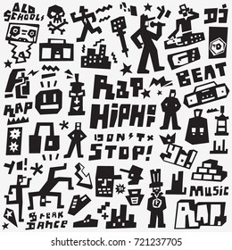 rap , hip hop - doodles set