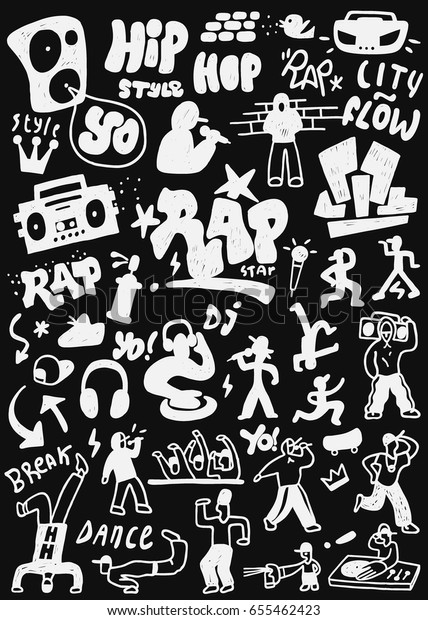 Rap Hiphop Doodles Set Stock Vector (Royalty Free) 655462423