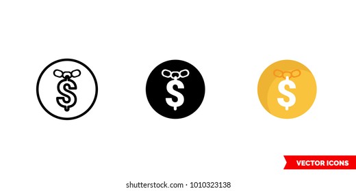 Rap hiphop music genre icon of 3 types: color, black and white, outline. Isolated vector sign symbol.