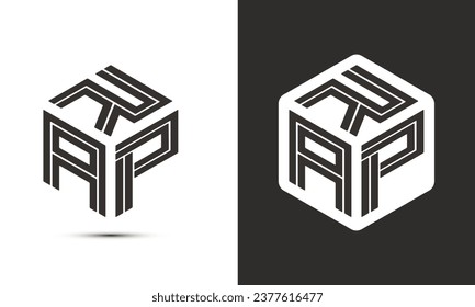 RAP letter logo design with illustrator cube logo, vector logo modern alphabet font overlap style. Premium Business logo icon. White color on black background