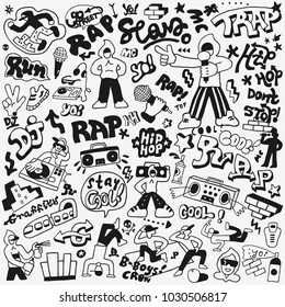 rap music doodle set