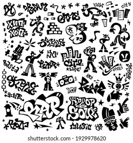 rap music , hip hop culture icon set