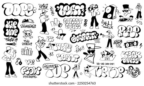 rap music, hip hop culture doodles, cartoon vector design element