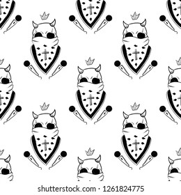 Rap Music. Hip hop doodle pattern with rap attributes