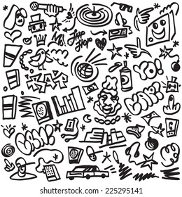 Rap Music , Hip Hop Symbols - Doodles Set