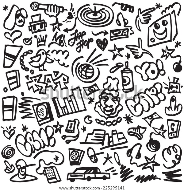 rap music , hip hop\
symbols - doodles set
