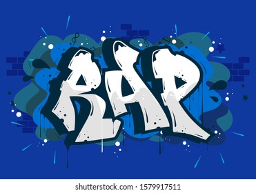 Rap Music Party Illustration In Graffiti Style, Lettering Logo, Vector.Typography For Poster,t-shirt Or Stickers