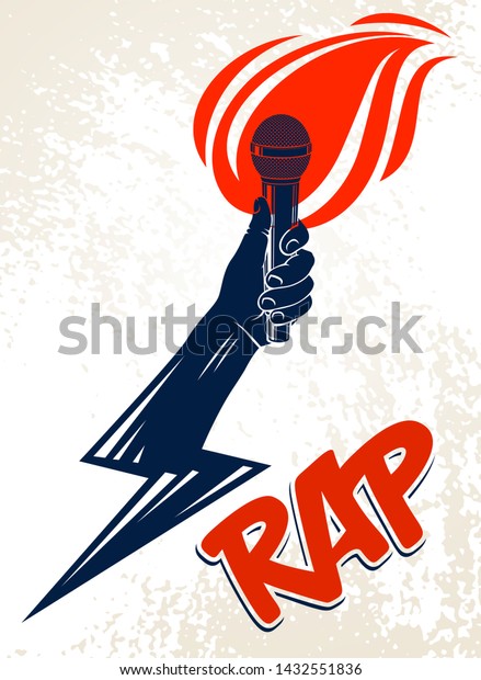 Rap Music Vector Logo Emblem Microphone Stock Vector (Royalty Free ...