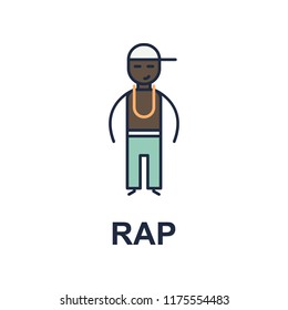 rap musician icon. Element of music style icon for mobile concept and web apps. Colored rap music style icon can be used for web and mobile