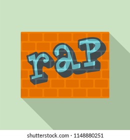 Rap on bricks wall icon. Flat illustration of rap on bricks wall vector icon for web design