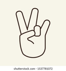 Rap sign line icon. Yo, rap, fingers. Gesturing concept. Vector illustration can be used for topics like communication, hand signals, miming