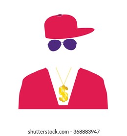 rap singer illustration in pink color