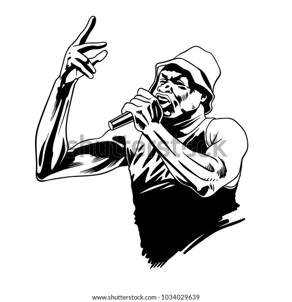 Rap Singer Rapper Character Microphone Comic のベクター画像素材 ロイヤリティフリー