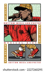 Rap singer vector illustration. Stripped art for printing on t-shirts, posters and etc...