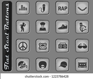 rap vector web icons on the flat steel buttons