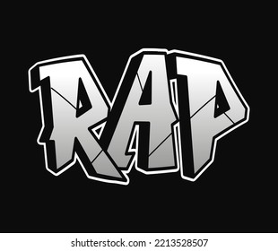 Rap word trippy letras de estilo de graffiti psicodélico. Dibujo del logo del doodle dibujado a mano con vectores ilustración de rap. Divertidas y geniales cartas trippy, moda, graffiti estilo impreso para camiseta, concepto de afiche