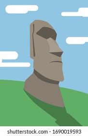 Rapa Nui, Easter island head monument. Flat style vector illustration.