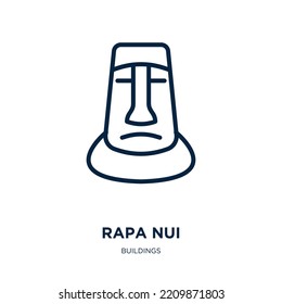 rapa nui icon from buildings collection. Thin linear rapa nui, monument, travel outline icon isolated on white background. Line vector rapa nui sign, symbol for web and mobile