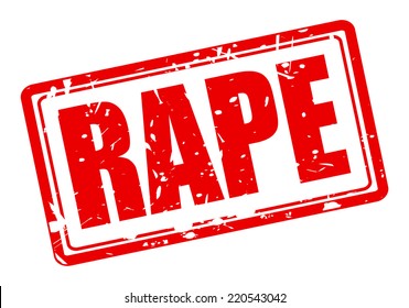 Rape red stamp text on white