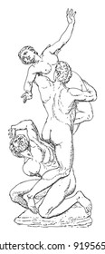 The Rape of the Sabine Women - sculpture by Giovanni Bologna / vintage illustration from Meyers Konversations-Lexikon 1897