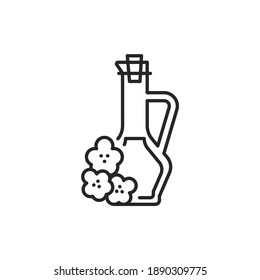 Rape vegetable oil glass bottle color line icon.