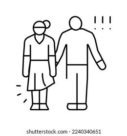 rape violence line icon vector. rape violence sign. isolated contour symbol black illustration