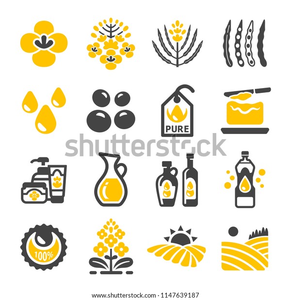 rapeseed and canola oil icon\
set