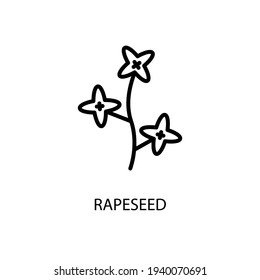 The Rapeseed Plant Line Icon In A Simple Style. Production Of Mixed Feed, Biofuel, Oil, Cosmetics, Detergent. Vector Sign In A Simple Style Isolated On A White Background. 64x64 Pixel.