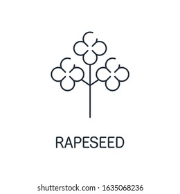 Rapeseed Vector  Isolated On White,  Icon Element For Organic Food Design, Outline Thin Line Style Black  Symbol