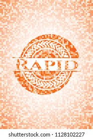 Rapid abstract orange mosaic emblem
