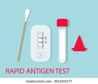 Rapid Antigen Test Kit Concept. Covid-19 Crisis. Cartoon Vector Style For Your Design