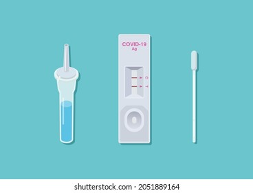 Rapid Antigen Test Kit Set. Vector Illustration