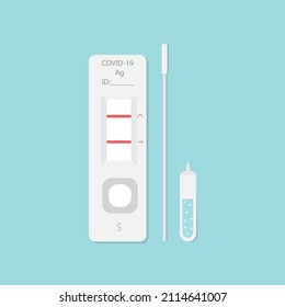 Rapid Antigen Test Kit Set (ATK) For Covid-19. Vector Illustration.