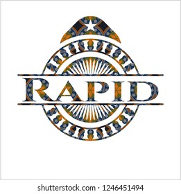 Rapid arabic badge. Arabesque decoration.