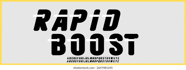 RAPID BOOST. Future modern bold alphabet font. Uppercase Italic font Typography metro style fonts for sport, technology, digital, movie logo design, magazine, film, game, gaming