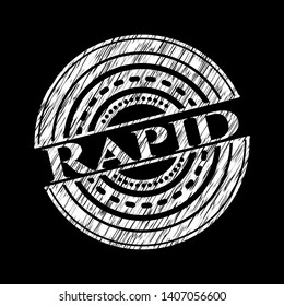 Rapid chalkboard emblem on black board. Vector Illustration. Detailed.