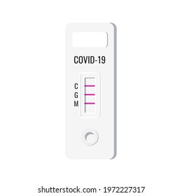 Rapid covid antigen test  with positive result. Express test showed a positive result of Covid-19 IgM IgG antibodies isolated on white background. Flat design vector clip art illustration.