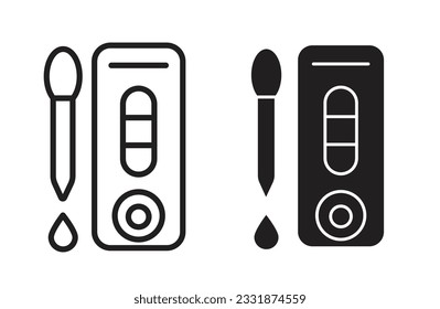 Conjunto de iconos de prueba de código rápido. pictograma del kit de prueba PCR rápido de antígeno negro.