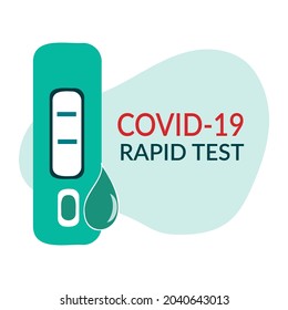 Rapid COVID-19 antigen test with result icon. Negative and positive test result by using rapid test device. Flat vector illustration isolated on white background